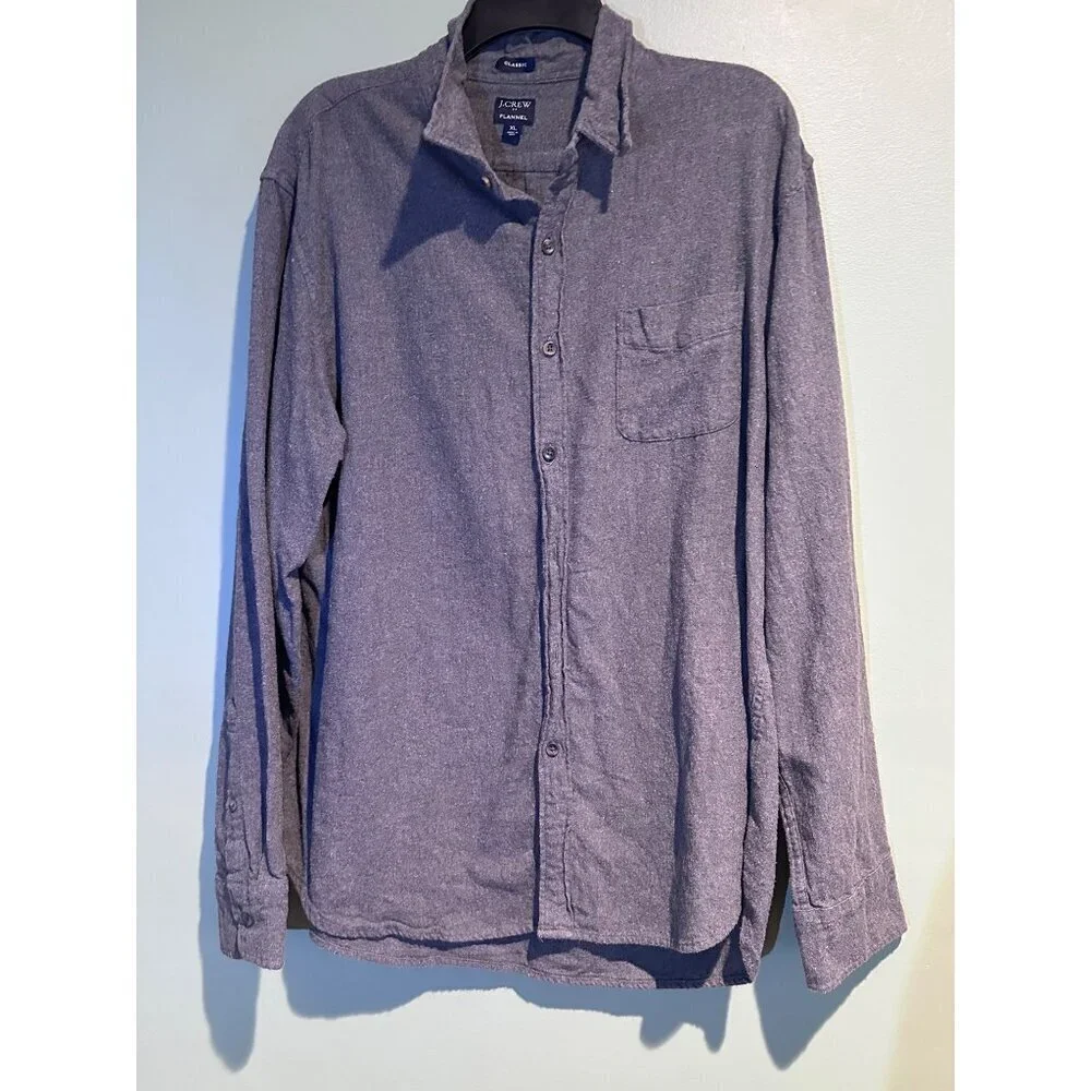 J.Crew Men’s XL Flannel Shirt Gray Long Sleeve Button Down Casual Workwear